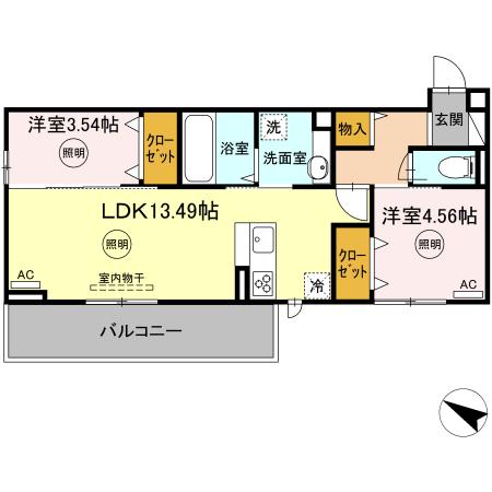 Ｐｏｌｏｎｉａ　Ｗａｋａｍａｔｓｕ　Ａ棟 203｜福岡県北九州市若松区用勺町(賃貸アパート2LDK・2階・55.89㎡)の写真 その2