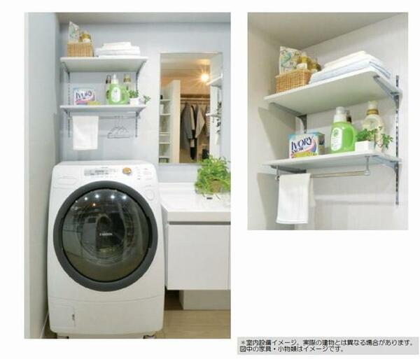 画像7:◇ランドリーラック◇　洗濯機置き場上部には可動式棚を完備♪