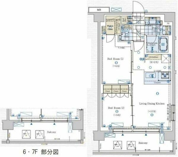 ジェノヴィア赤羽 607｜東京都北区赤羽３丁目(賃貸マンション2LDK・6階・55.10㎡)の写真 その2