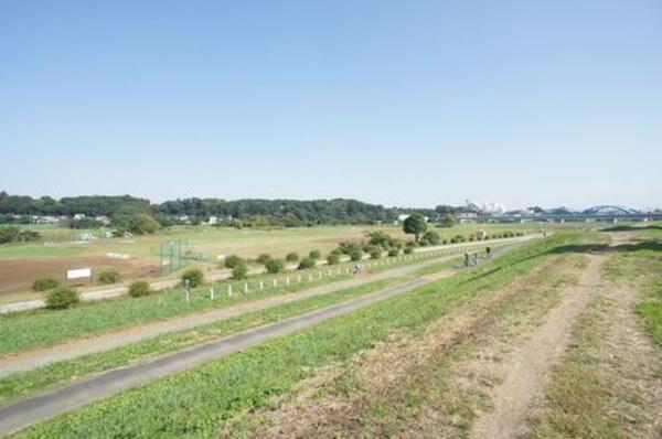 画像13:多摩川の土手まで徒歩１分（80ｍ）なので休日にはサイクリングやジョギングでリフレッシュできます♪