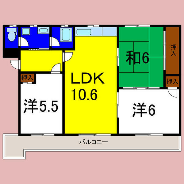 第１１愛日ハイツ｜徳島県板野郡藍住町勝瑞字西勝地(賃貸マンション3LDK・3階・68.64㎡)の写真 その2