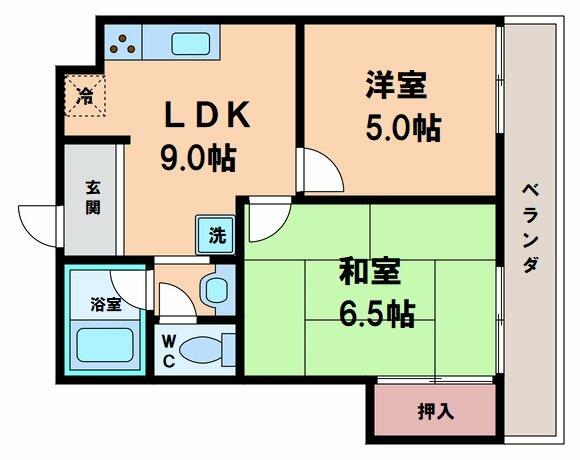 ＯＳＡＫＡ平成｜大阪府大阪市住吉区大領４丁目(賃貸マンション2LDK・2階・45.00㎡)の写真 その2