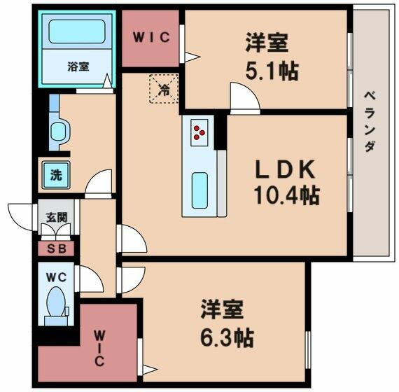 Ｂｒｉｌｌａｎｔｅ（ブリッランテ）｜大阪府大阪市住吉区住吉２丁目(賃貸マンション2LDK・3階・54.21㎡)の写真 その2