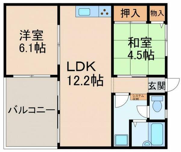 Ｋアパルトマン｜和歌山県和歌山市市小路(賃貸マンション2LDK・1階・49.68㎡)の写真 その2