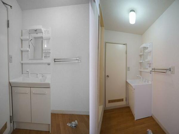 画像10:★シャワー水栓がポップアップする洗髪洗面台が付いています。隣は洗濯機置き場です。