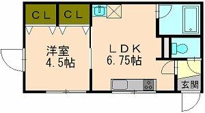 ドリームヒルズ 101｜北海道小樽市入船３丁目(賃貸アパート1DK・1階・27.54㎡)の写真 その2