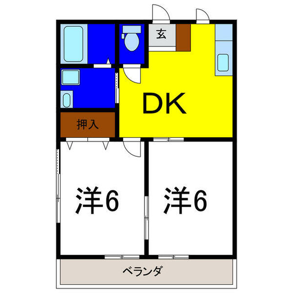 ＹＫ＋ホームＡ｜徳島県板野郡藍住町富吉字大向(賃貸アパート2DK・1階・45.84㎡)の写真 その2