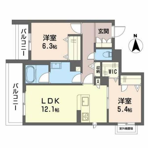 シャーメゾン金岡公園 0201｜大阪府堺市北区長曽根町(賃貸マンション2LDK・2階・63.44㎡)の写真 その2