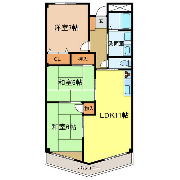 日吉マンション 305｜大阪府河内長野市汐の宮町(賃貸マンション3LDK・3階・65.92㎡)の写真 その2