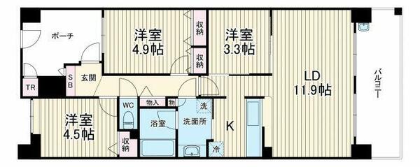 リボンシティレジデンスブライトフォート 1309｜埼玉県川口市並木元町(賃貸マンション3LDK・13階・71.44㎡)の写真 その2