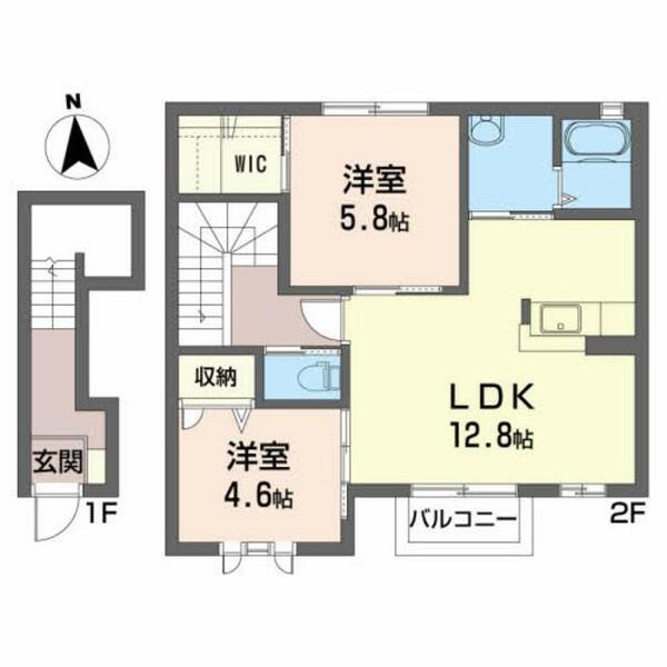 トリプルエイト 202｜岩手県紫波郡矢巾町大字西徳田第６地割(賃貸アパート2LDK・2階・59.00㎡)の写真 その2