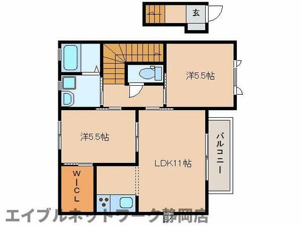 静岡県静岡市葵区新伝馬３丁目(賃貸アパート2LDK・2階・57.75㎡)の写真 その2