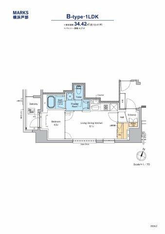 ＭＡＲＫＳ横浜戸部 702｜神奈川県横浜市西区戸部本町(賃貸マンション1LDK・7階・34.42㎡)の写真 その2