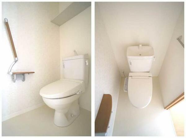 画像16:【トイレ】暖房洗浄便座・タオル掛け・棚収納のついたトイレです！！便座に暖房機能がございますので、冬で