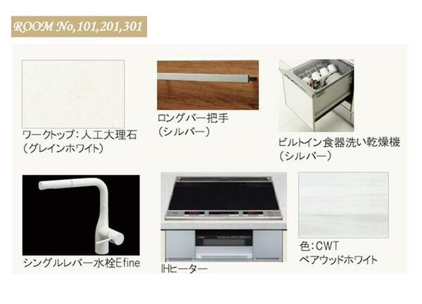 画像4:便利なカップボード、ビルトイン食洗機付き　※イメージ