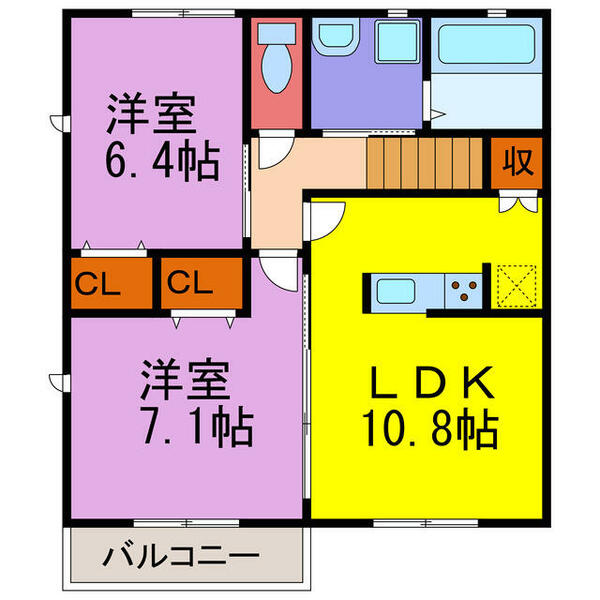 カーサ・デルソーレＫＨＫ A201｜兵庫県神崎郡福崎町南田原(賃貸アパート2LDK・2階・61.38㎡)の写真 その2