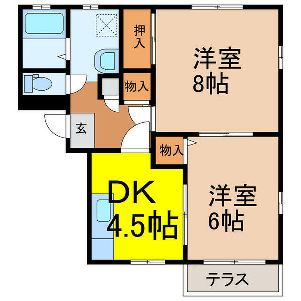 栃木県下都賀郡野木町大字丸林(賃貸アパート2DK・1階・43.75㎡)の写真 その2