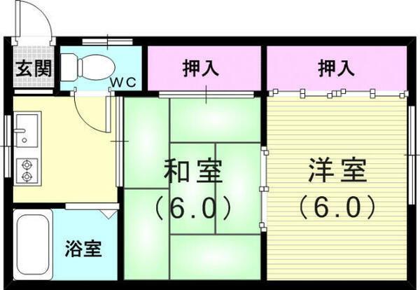 兵庫県神戸市垂水区星陵台２丁目(賃貸マンション2K・2階・33.12㎡)の写真 その2