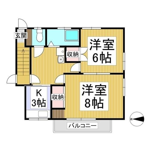 ホワイトハイツ（中野一般）｜長野県中野市大字岩船(賃貸アパート2K・2階・43.00㎡)の写真 その2