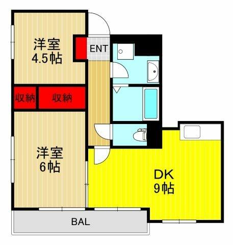 サニースカイ｜埼玉県川口市並木３丁目(賃貸マンション2DK・6階・48.76㎡)の写真 その2