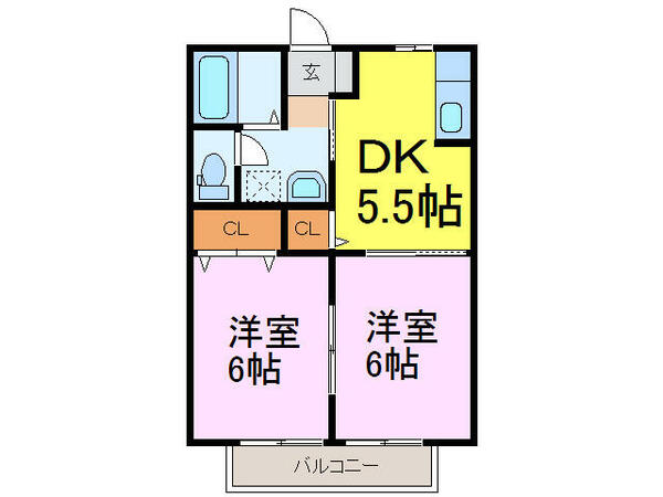 栃木県下都賀郡野木町大字丸林(賃貸アパート2DK・2階・39.75㎡)の写真 その2