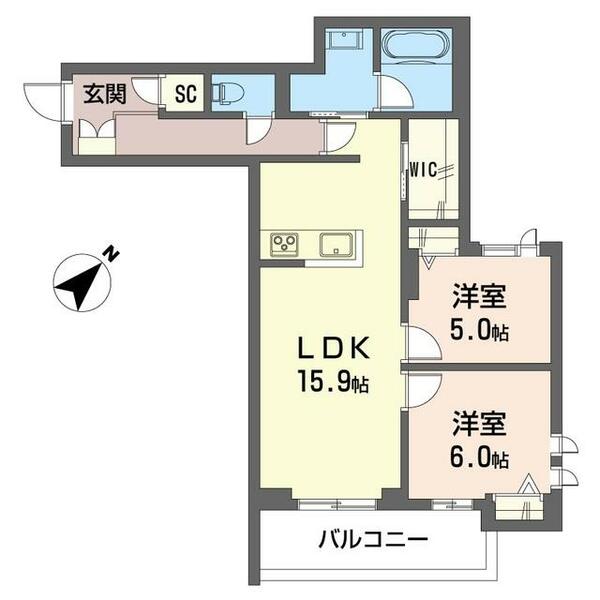 アンソレイユ 00206｜埼玉県上尾市本町５丁目(賃貸マンション2LDK・2階・66.65㎡)の写真 その2