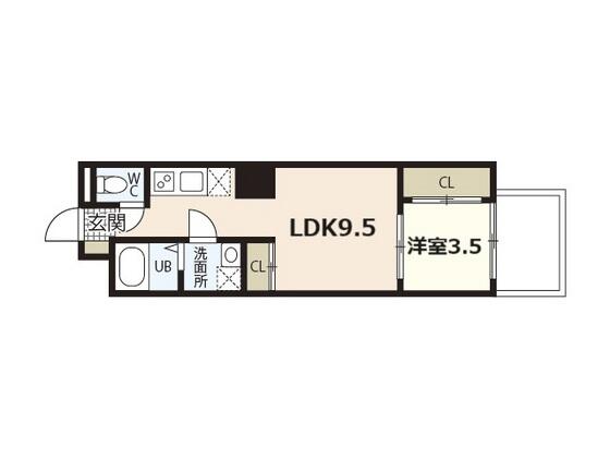 広島県広島市中区猫屋町(賃貸マンション1LDK・4階・33.91㎡)の写真 その2