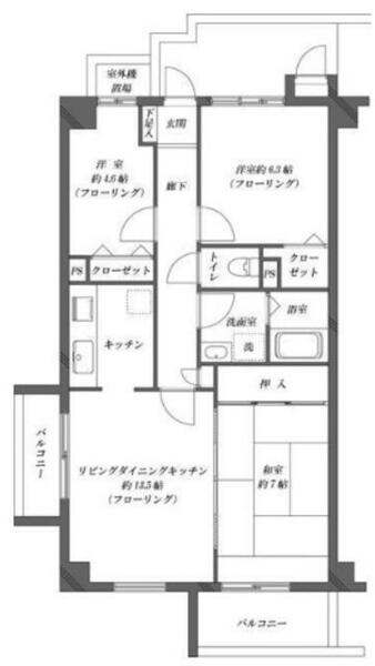 プレジール西新井｜東京都足立区関原３丁目(賃貸マンション3LDK・1階・72.45㎡)の写真 その2