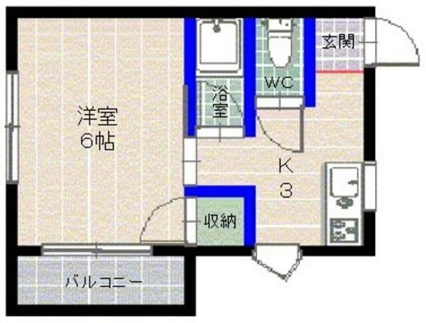 メゾンド姪浜 301｜福岡県福岡市西区内浜１丁目(賃貸マンション1K・3階・20.00㎡)の写真 その2