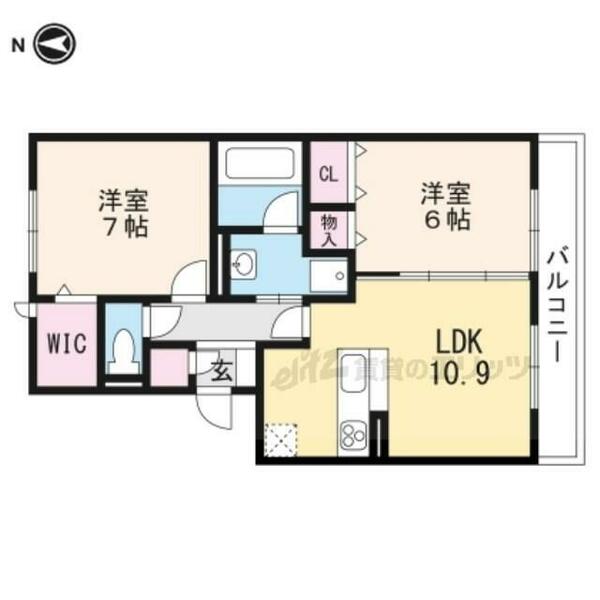 滋賀県甲賀市水口町西林口(賃貸アパート2LDK・3階・58.01㎡)の写真 その2