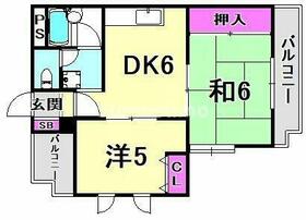 兵庫県西宮市大森町（賃貸マンション2DK・1階・39.97㎡） その2