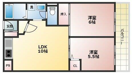 ＳｅｍｐｒｅＶｉｔａ里中｜兵庫県西宮市里中町２丁目(賃貸マンション2LDK・4階・50.00㎡)の写真 その2