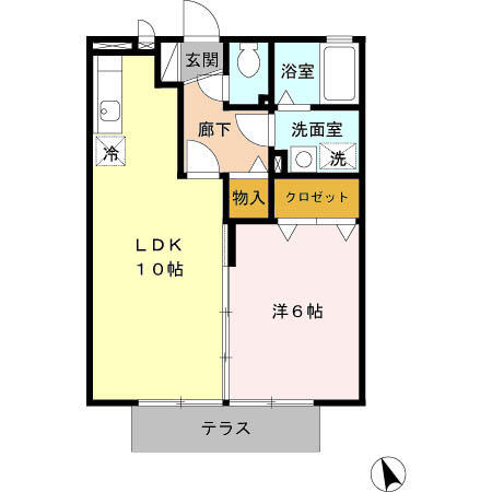 サニーコート草木 101｜福岡県大牟田市大字草木(賃貸アパート1LDK・1階・40.07㎡)の写真 その2