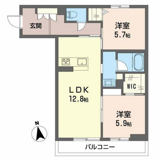 ヴィータ　ミラビリス 101｜群馬県高崎市飯塚町(賃貸アパート2LDK・1階・63.28㎡)の写真 その2