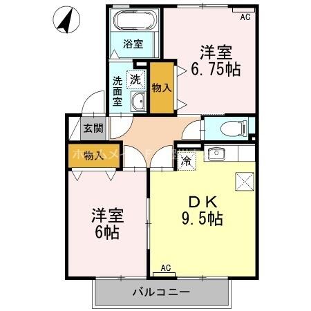 グレースメゾン国府｜愛知県豊川市国府町寒若寺(賃貸アパート2DK・1階・53.72㎡)の写真 その2