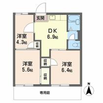 グリーンハイツ宮田 B101 ｜ 兵庫県揖保郡太子町老原（賃貸アパート3DK・1階・46.10㎡） その2