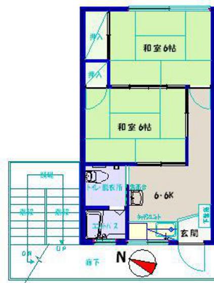 鈴木ビル｜広島県広島市南区皆実町６丁目(賃貸マンション2DK・3階・36.30㎡)の写真 その2