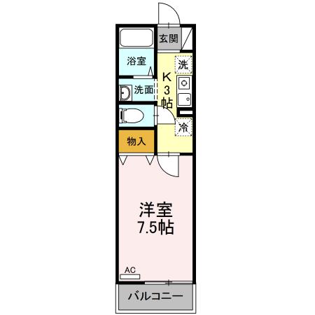 メゾンパークみずほ台 101｜宮城県仙台市泉区みずほ台(賃貸アパート1K・1階・25.28㎡)の写真 その2