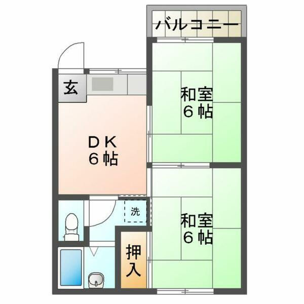 ソレイユ C｜青森県八戸市長者２丁目(賃貸アパート2DK・2階・37.95㎡)の写真 その2