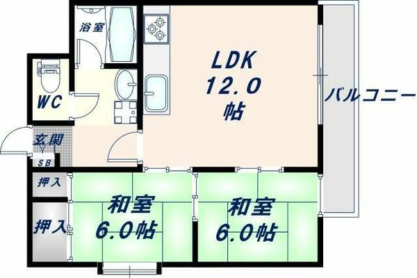 ハイツ優 201｜大阪府東大阪市菱屋西１丁目(賃貸マンション2LDK・2階・50.00㎡)の写真 その2