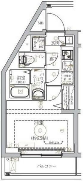 ベルシード武蔵小杉ノース｜神奈川県川崎市中原区丸子通２丁目(賃貸マンション1K・2階・21.26㎡)の写真 その2