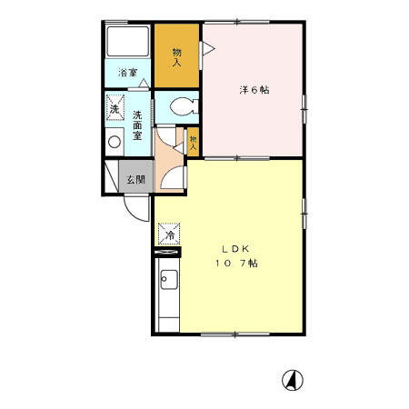 セジュールメゾン 102｜熊本県荒尾市荒尾(賃貸アパート1LDK・1階・40.43㎡)の写真 その2