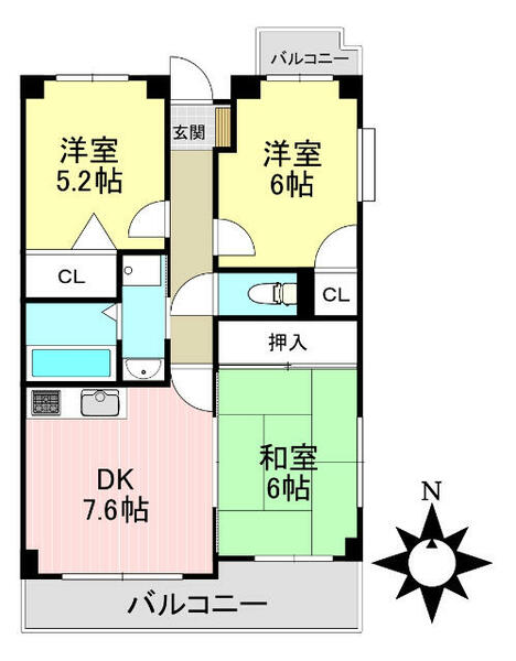 グランドール 306｜愛知県半田市向山町２丁目(賃貸マンション3DK・3階・57.30㎡)の写真 その2