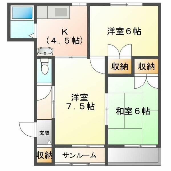 ベルツリーハウス B102｜青森県八戸市石堂１丁目(賃貸アパート3K・1階・54.60㎡)の写真 その2