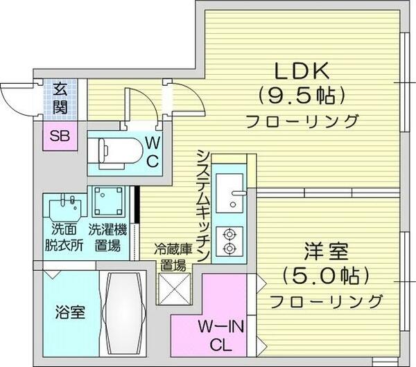 北海道札幌市中央区南二十二条西９丁目(賃貸マンション1LDK・2階・34.50㎡)の写真 その2