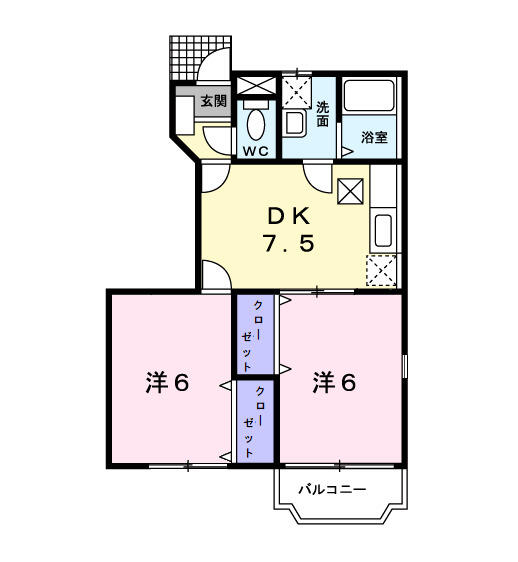 アーバン・メロンⅡ 101｜千葉県富里市七栄(賃貸アパート2DK・1階・44.34㎡)の写真 その2