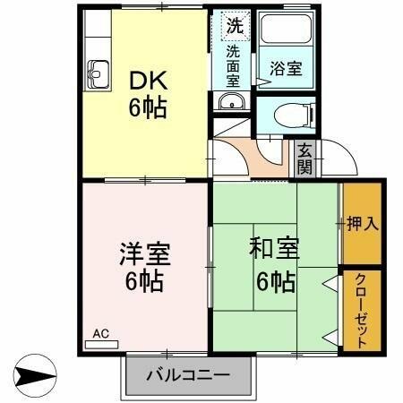 アネシスＭ 202｜香川県高松市伏石町(賃貸アパート2DK・2階・42.11㎡)の写真 その2