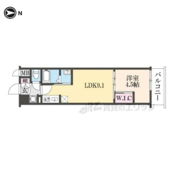 スワンズ京都東寺ガーデン 403｜京都府京都市南区八条源町(賃貸マンション1LDK・4階・32.30㎡)の写真 その2