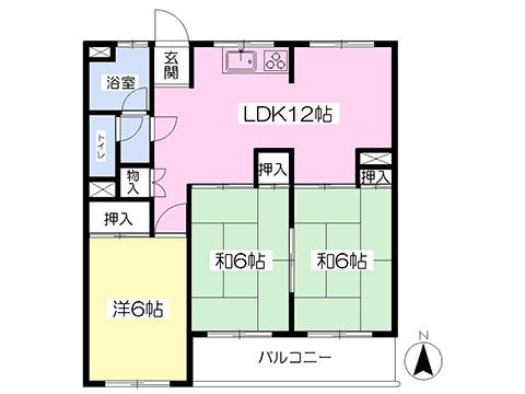 エムワイ小坂 403｜愛媛県松山市小坂１丁目(賃貸マンション3LDK・4階・63.96㎡)の写真 その2