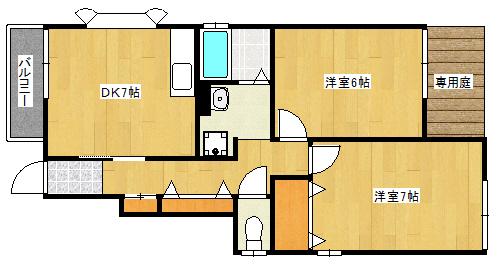 兵庫県神戸市灘区記田町４丁目(賃貸アパート2DK・1階・48.00㎡)の写真 その2